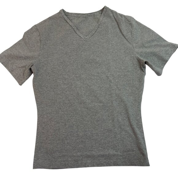 Spanx Womens Heather Gray V-Neck Short Sleeve Stretch Tee Shirt Size M 59h - Picture 1 of 6